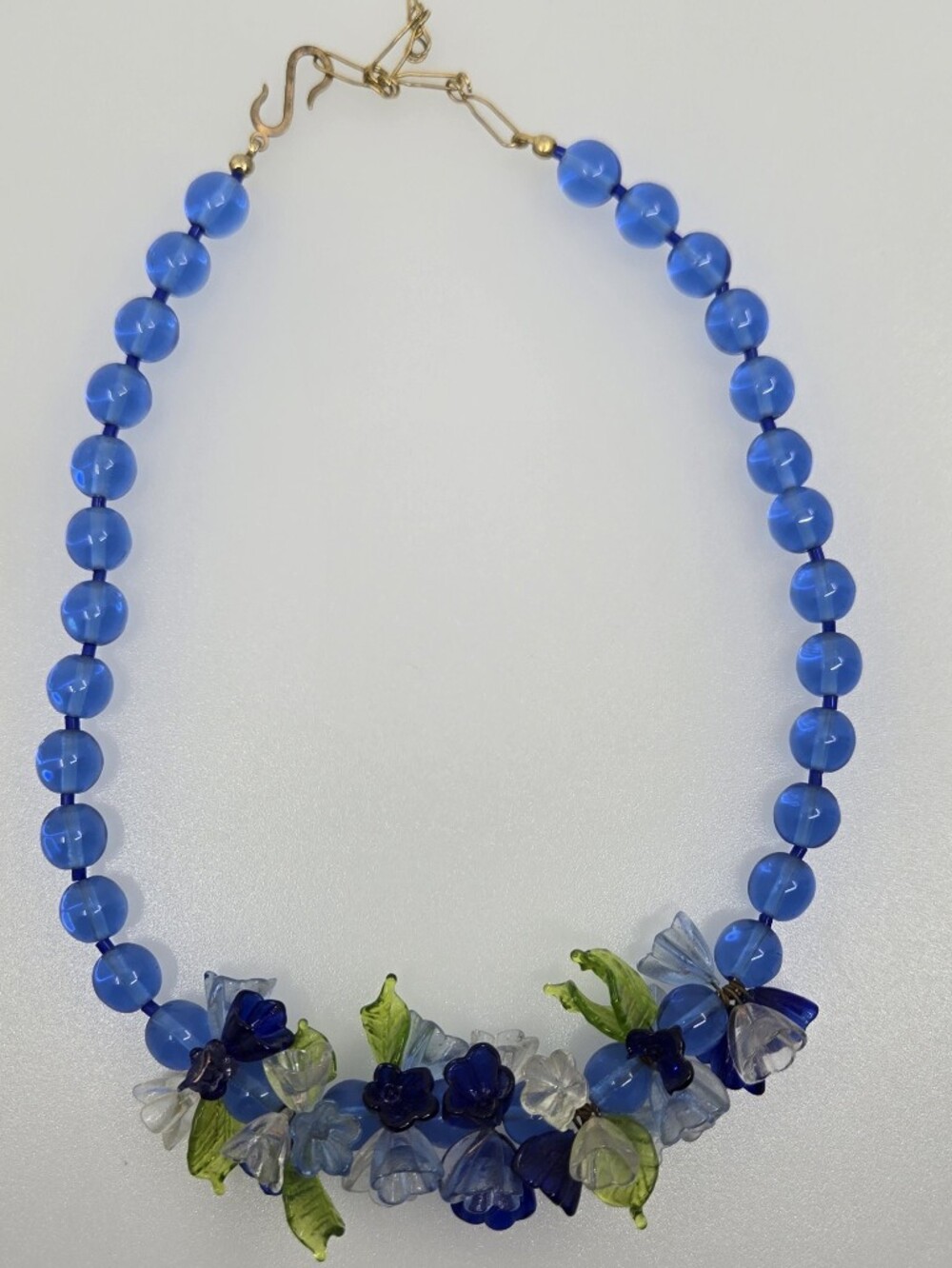 Vintage West Germany Flower Glass Beads Necklace